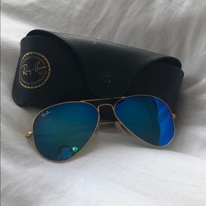 Blue reflective Ray Ban Aviator sunglasses 58mm